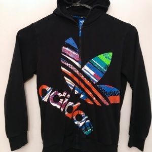 Adidas rare color splash Trefoil zip up hoodie